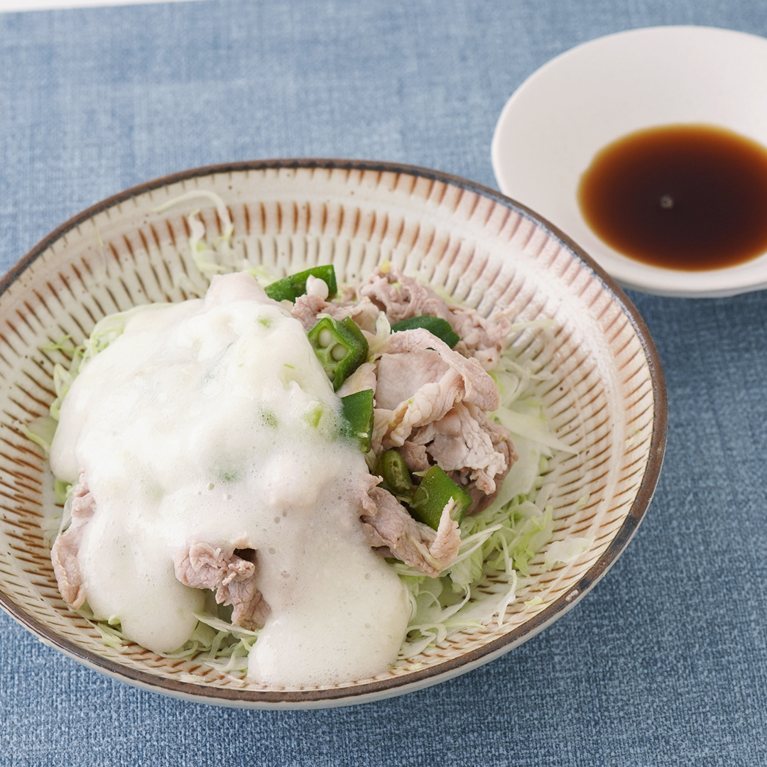 自然薯とろろ-豚しゃぶサラダ