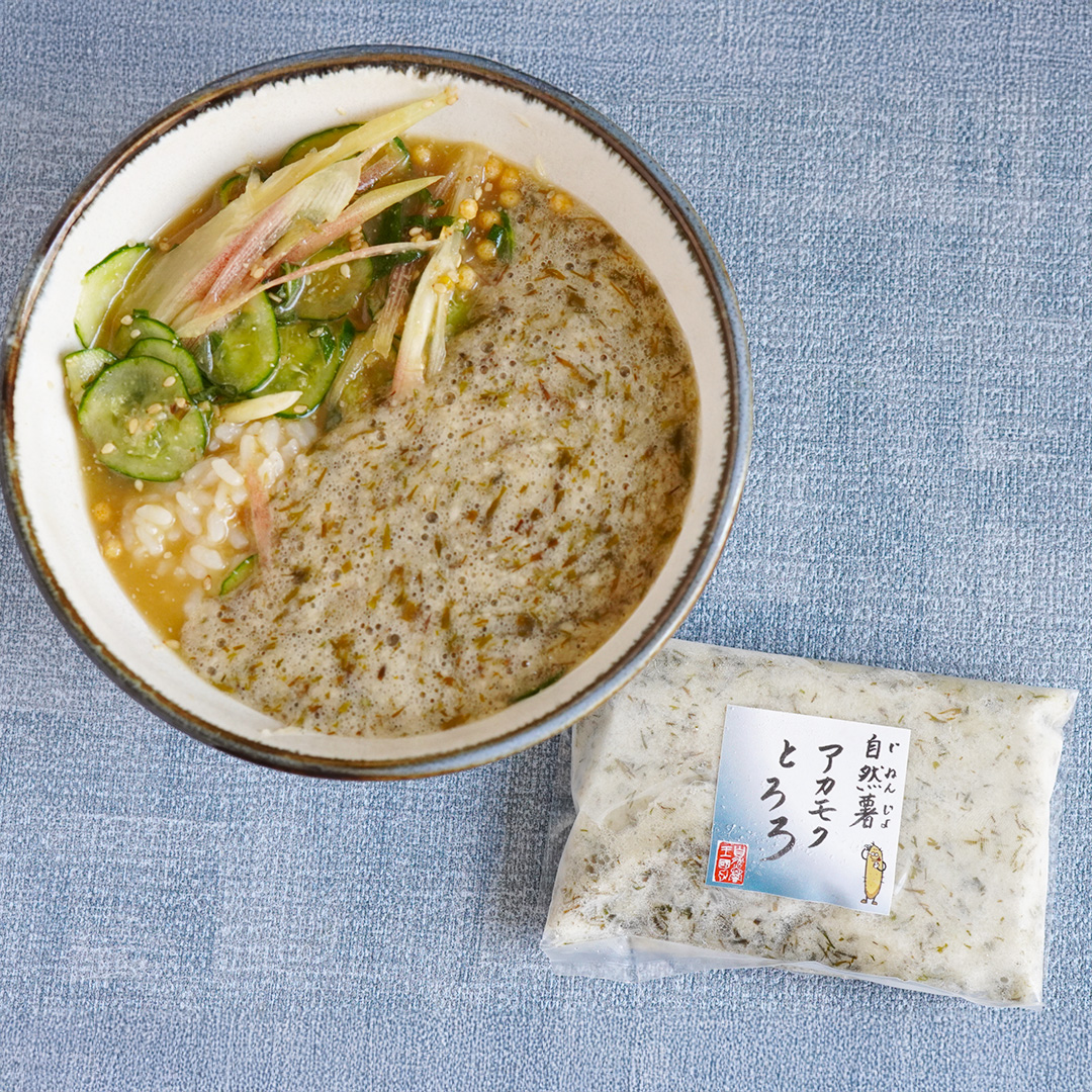 冷汁にアカモク自然薯とろろ